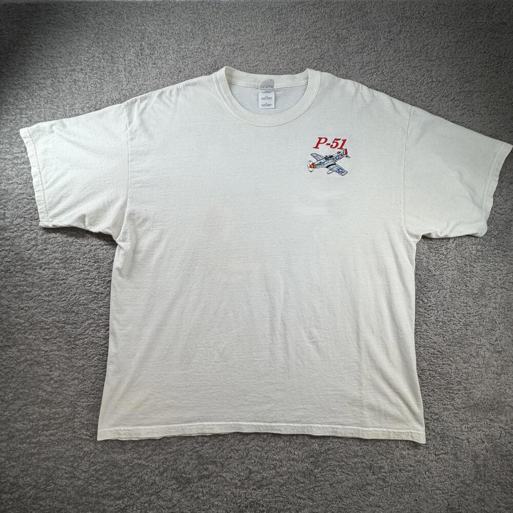 P-51‎ Airplane Embroidered T-Shirt Gildan Ultra Cotton Heavyweight 2XL